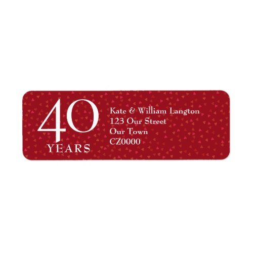 40th Wedding Anniversary Ruby Address Label