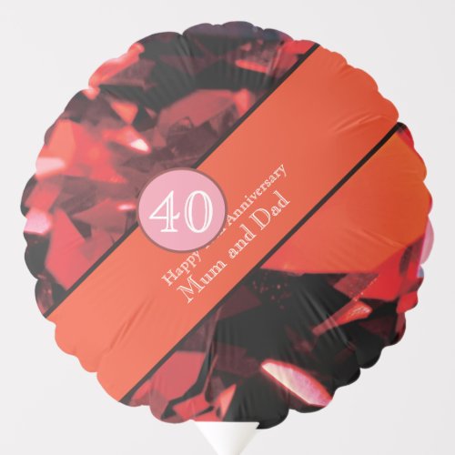 40th Wedding Anniversary Ruby Balloon