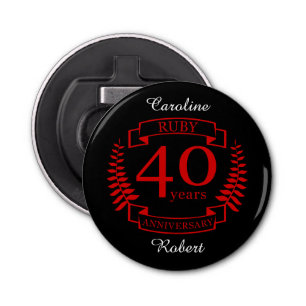 40th Wedding ANNIVERSARY RUBY Bottle Opener
