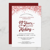 40th Wedding Anniversary Ruby Confetti Invitation (Front/Back)