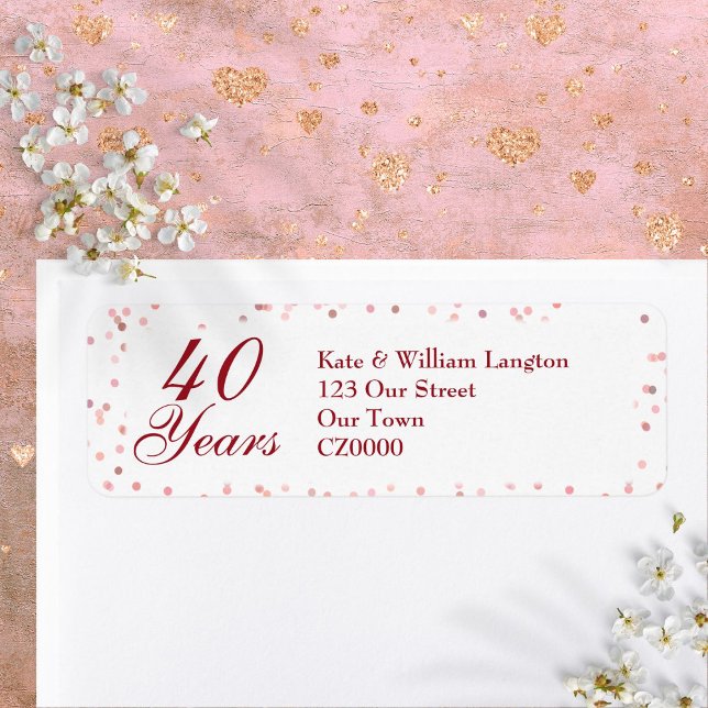 40th Wedding Anniversary Ruby Confetti Label (40th Wedding Anniversary Ruby Confetti Label)