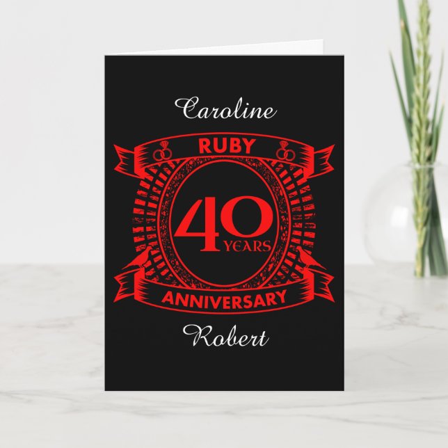 40th wedding anniversary ruby crest card (Front)
