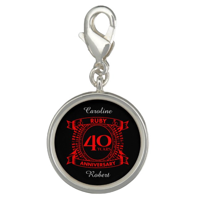40th wedding anniversary ruby crest charm (Front)