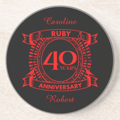 40th wedding anniversary ruby crest coaster