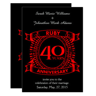 40th wedding anniversary ruby crest invitation