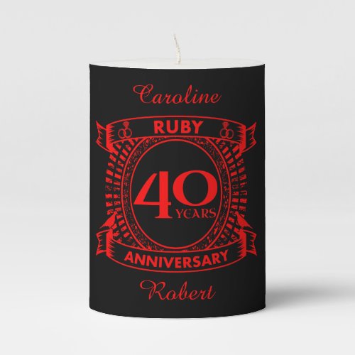 40th wedding anniversary ruby crest pillar candle