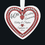 40th Wedding Anniversary Ruby Diamonds Keepsake Ornament<br><div class="desc">Elegant faux (printed) ruby and diamonds 40th Wedding Anniversary keepsake photo ornament design by Holiday Hearts Designs (rights reserved). Template fields are provided for you to personalize with your names, anniversary and date. Font styles, sizes and positioning can be customized via the "Customize" button. As stated above, all effects (diamonds...</div>