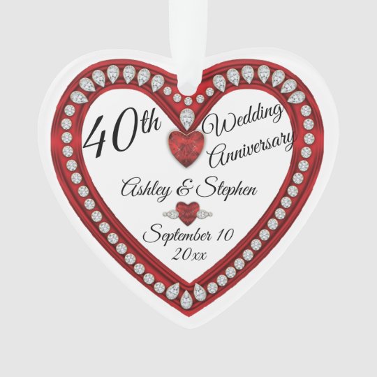 40th Wedding Anniversary Ruby Diamonds Keepsake Ornament | Zazzle.com