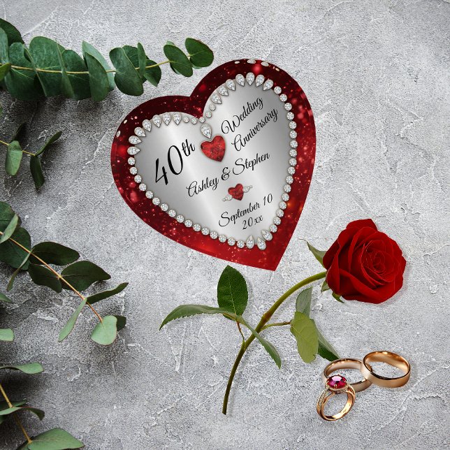 40th Wedding Anniversary Ruby Diamonds Keepsake Paperweight (40th Wedding Anniversary Ruby Diamonds Keepsake Paperweight)