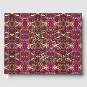 40th Wedding Anniversary Ruby Gold Pattern Guest Book