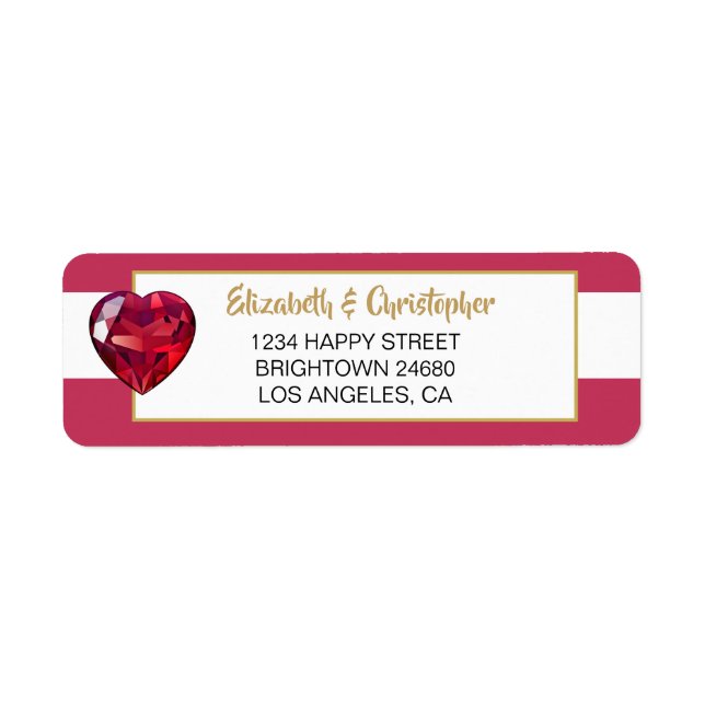 40th Wedding Anniversary Ruby Gold Wedding Address Label (Front)