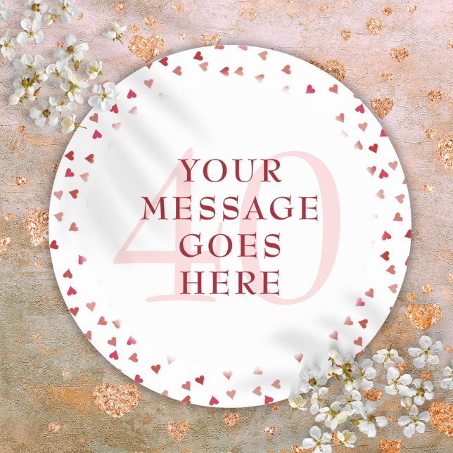 40th Wedding Anniversary Ruby Hearts Classic Round Sticker (40th Wedding Anniversary Ruby Hearts Classic Round Sticker)