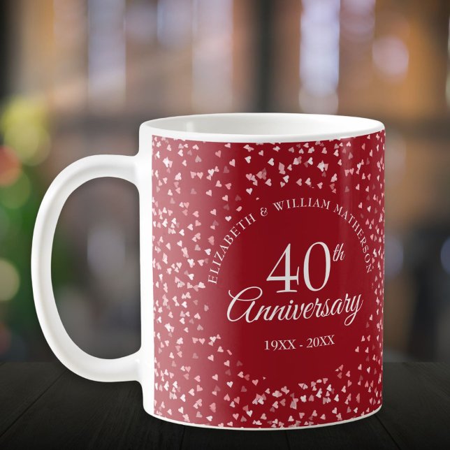 40th Wedding Anniversary Ruby Hearts Coffee Mug (40th Wedding Anniversary Ruby Hearts Coffee Mug)