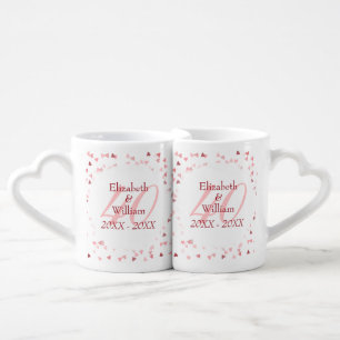 40th Wedding Anniversary Ruby Hearts Confetti Coffee Mug Set