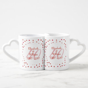 40th Wedding Anniversary Ruby Hearts Confetti Coffee Mug Set