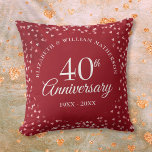 40th Wedding Anniversary Ruby Hearts Confetti Throw Pillow<br><div class="desc">Designed to coordinate with our 40th Wedding Anniversary Ruby Hearts Confetti collection. Featuring delicate ruby hearts confetti. Personalise with your special forty years ruby wedding anniversary information in chic lettering. Designed by Thisisnotme©</div>