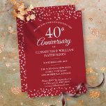 40th Wedding Anniversary Ruby Hearts Invitation<br><div class="desc">Featuring delicate ruby hearts. Personalize with your special forty years ruby anniversary information in chic white lettering. Designed by Thisisnotme©</div>