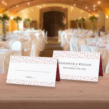 40th Wedding Anniversary Ruby Hearts Place Card