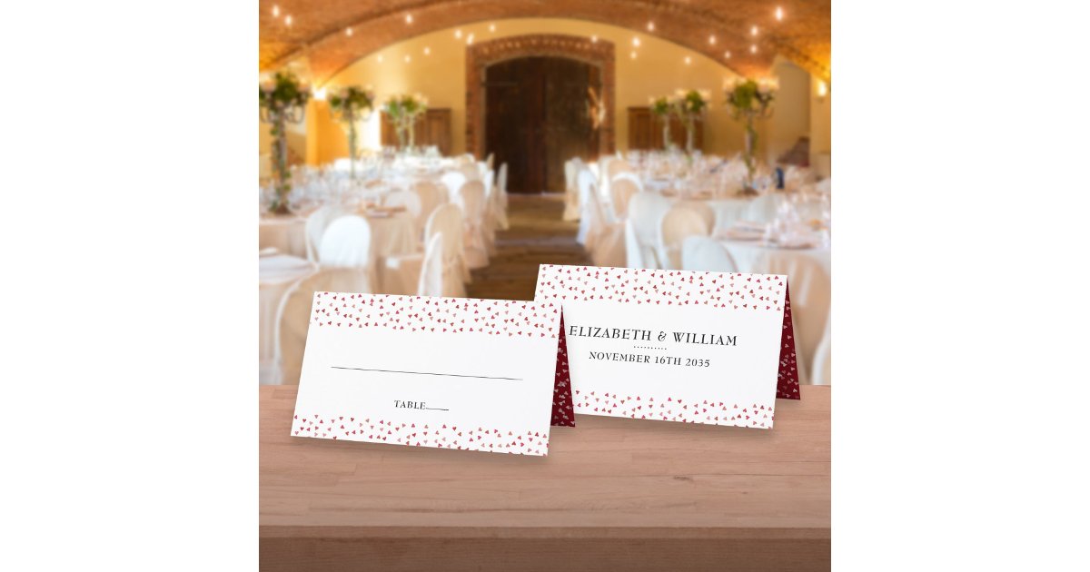 40th Wedding Anniversary Ruby Hearts Place Card | Zazzle