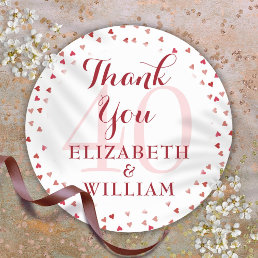 40th Wedding Anniversary Ruby Hearts Thank You Classic Round Sticker