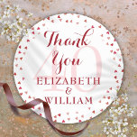 40th Wedding Anniversary Ruby Hearts Thank You Classic Round Sticker<br><div class="desc">40th-anniversary ruby hearts thank you classic round sticker. Designed to coordinate with our 40th Anniversary Ruby Hearts collection. Featuring delicate ruby hearts. Personalise with your names in chic ruby lettering. Designed by Thisisnotme©</div>
