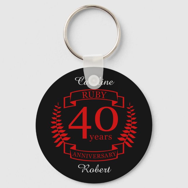 40th Wedding ANNIVERSARY RUBY Keychain (Front)