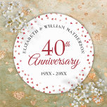 40th Wedding Anniversary Ruby Love Hearts Classic Round Sticker<br><div class="desc">Featuring delicate ruby love hearts. Personalize your special fortieth ruby anniversary information with chic lettering. Designed by Thisisnotme©</div>