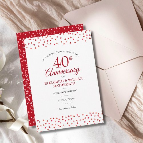 40th Wedding Anniversary Ruby Love Hearts Save The Date