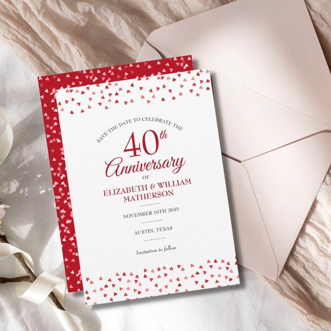 40th Wedding Anniversary Ruby Love Hearts Save The Date (Creator Uploaded)