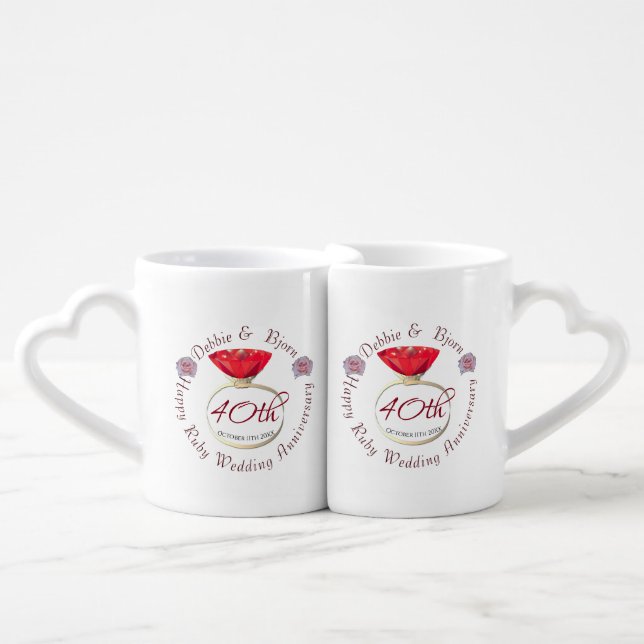 40th Wedding Anniversary Ruby Lovers' mug (Front Nesting)