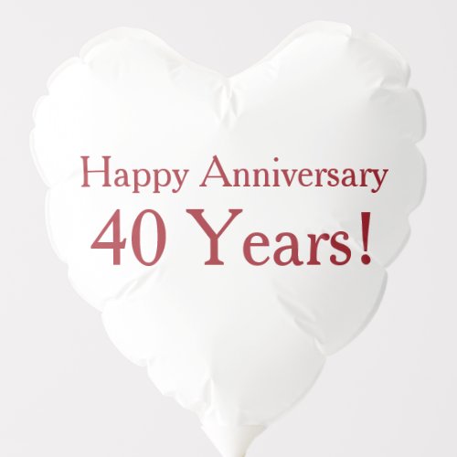 40th Wedding Anniversary Ruby Red Heart Balloon