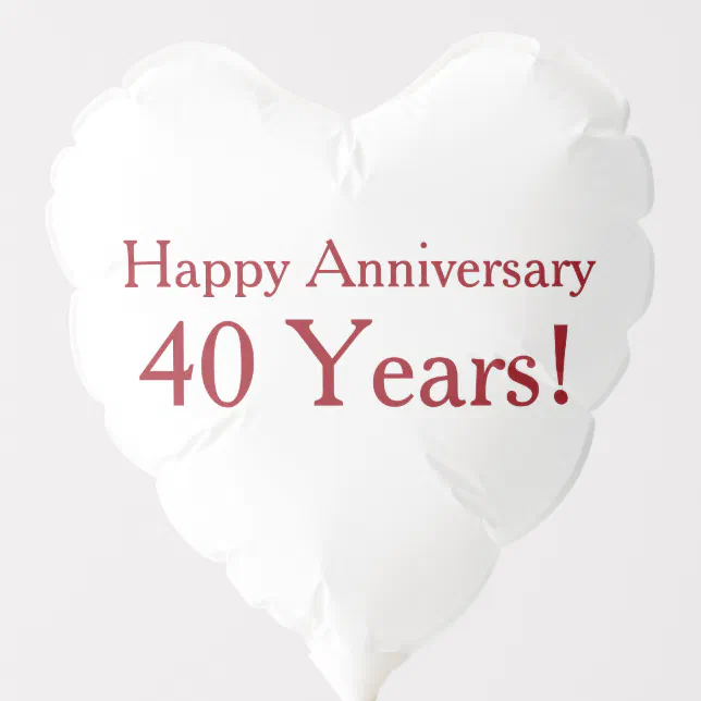 40th Wedding Anniversary Ruby Red Heart Balloon | Zazzle