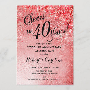 40th Wedding Anniversary Ruby Red Invitation