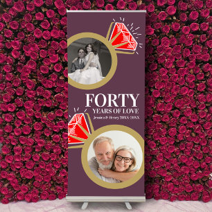 40th Wedding Anniversary ruby ring photos pull up Retractable Banner