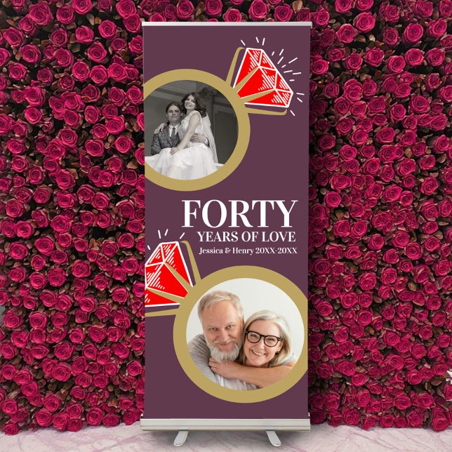 40th Wedding Anniversary ruby ring photos pull up Retractable Banner (Creator Uploaded)