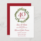 40th Wedding Anniversary Ruby Save the Date Announcement Postcard (Front/Back)