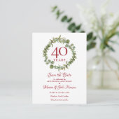 40th Wedding Anniversary Ruby Save the Date Announcement Postcard (Standing Front)