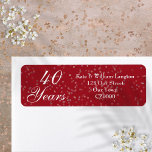 40th Wedding Anniversary Ruby Stardust Confetti Label<br><div class="desc">Beautiful script font 40 Years and personalised with your names and mailing address on a delicate ruby stardust confetti background. Designed by Thisisnotme©</div>
