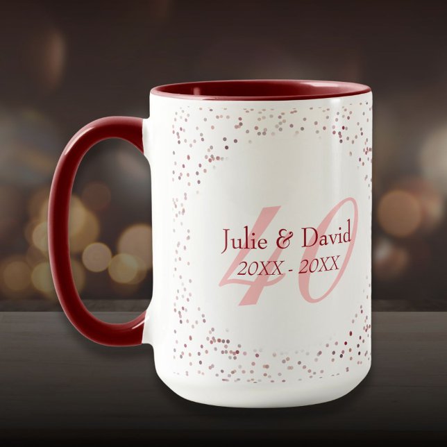 40th Wedding Anniversary Ruby Stardust Confetti Mug (40th Wedding Anniversary Ruby Stardust Confetti Mug)