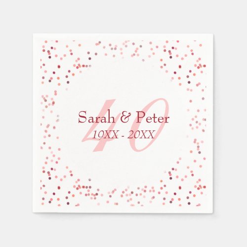 40th Wedding Anniversary Ruby Stardust Confetti Napkins