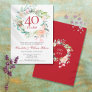 40th Wedding Anniversary Ruby Watercolor Floral Invitation