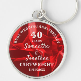 40th WEDDING ANNIVERSARY Ruby Wedding Editable Keychain