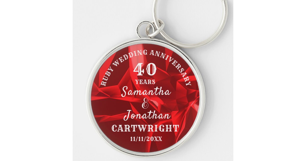 40th WEDDING ANNIVERSARY Ruby Wedding Editable Keychain | Zazzle