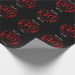 40th Wedding ANNIVERSARY RUBY Wrapping Paper<br><div class="desc">A design to celebrate your fortieth year of marriage. This design has a red (ruby) colored laurel design on a black background. Ruby is the traditional gift for this occasion. The text reads Ruby 40 year anniversary. A romantic design to celebrate your 40th year of marriage. If you would like...</div>