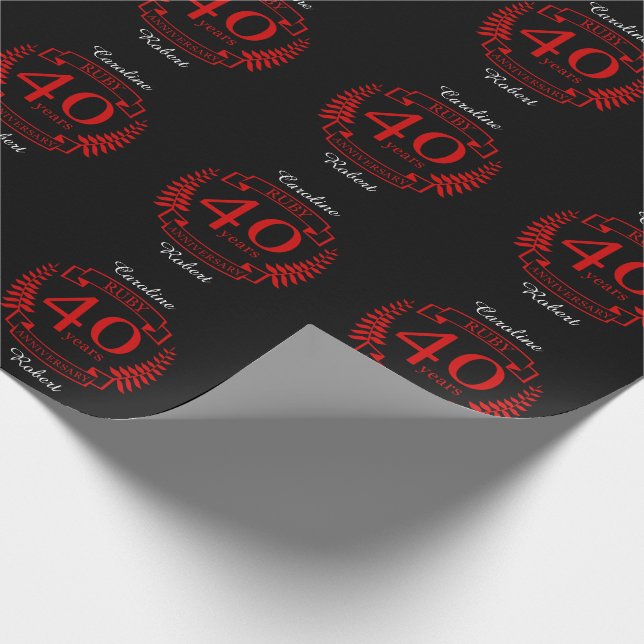 40th Wedding ANNIVERSARY RUBY Wrapping Paper (Corner)