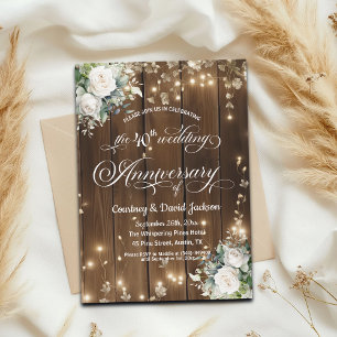 40th Wedding Anniversary Rustic String Lights Invitation