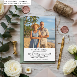 40th Wedding Anniversary Save the Date Photo Note Card