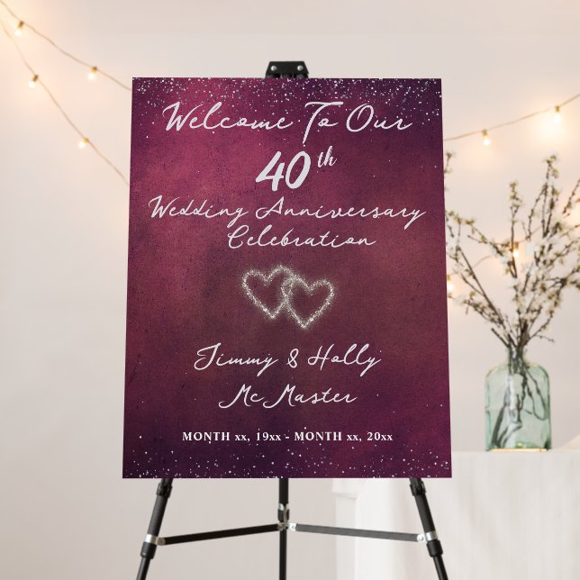 40th Wedding Anniversary Sign Elegant Foam Board (In Situ (Stand))