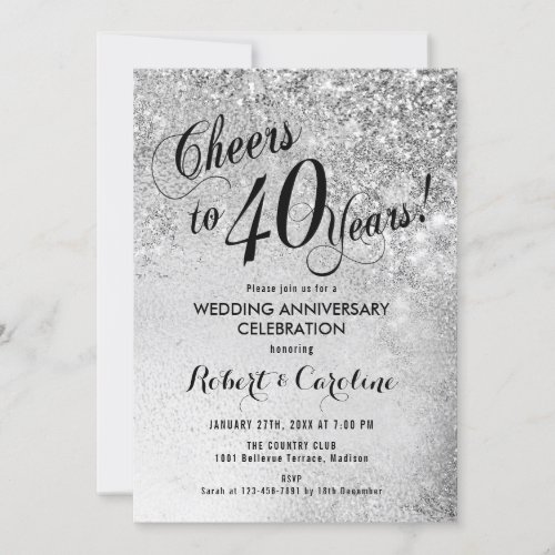 40th Wedding Anniversary Silver Invitation