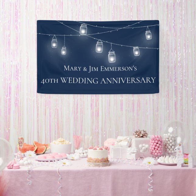 40th Wedding Anniversary - String Lights - Banner (Party)